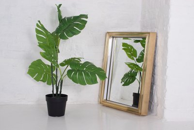 Modernist Art Deco Brass Lighted Mirror