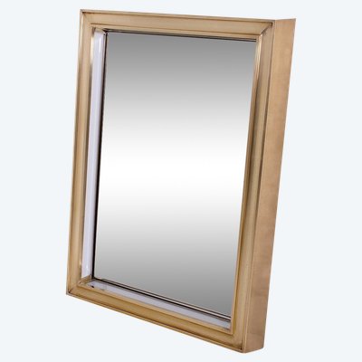 Modernist Art Deco Brass Lighted Mirror