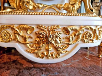 Clock "with Bacchantes" Gilt Bronze and Marble