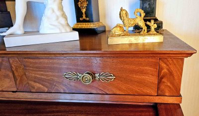 Empire Cylinder Desk Return from Egypt Mahogany and Gilt Bronze