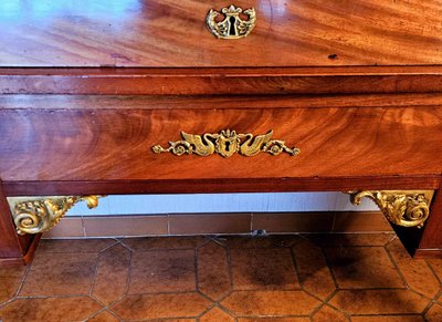 Empire Cylinder Desk Return from Egypt Mahogany and Gilt Bronze