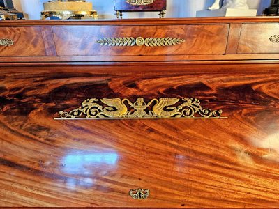 Empire Cylinder Desk Return from Egypt Mahogany and Gilt Bronze