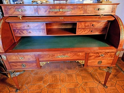 Empire Cylinder Desk Return from Egypt Mahogany and Gilt Bronze