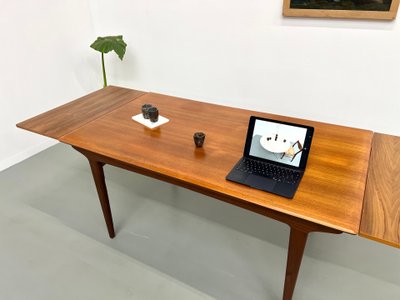 Table à manger scandinave en teck, à rallonges