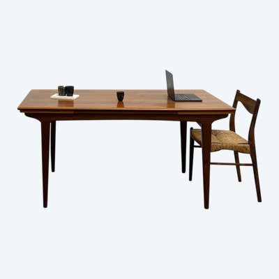 Table à manger scandinave en teck, à rallonges