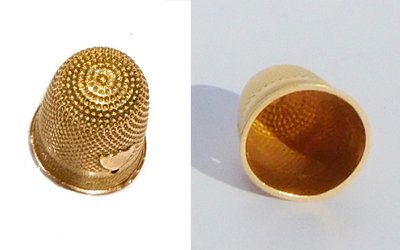 Scatola porta ditale in galuchat con ditale in oro massiccio, fine del XVIII e inizio del XIX secolo