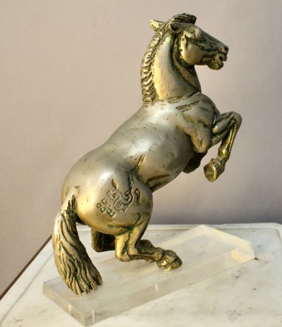 Cavallo rampante in bronzo massiccio di Jean Louis Cazieux