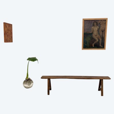 Banc ancien en noyer massif