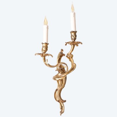 Paire d'applique Louis XV en bronze doré