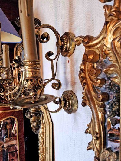 Importante Paire d'Appliques à 5 Lumières En Bronze Doré XIXème