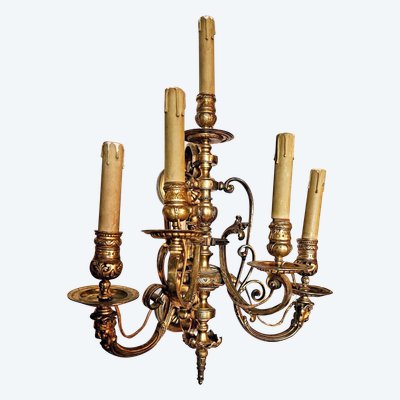 Importante Paire d'Appliques à 5 Lumières En Bronze Doré XIXème