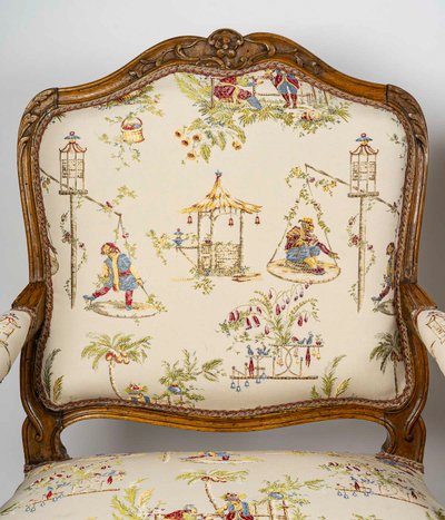 Attributed to Louis Poussiée Pair of Large Louis XV Period Walnut Armchairs Circa 1740-1745