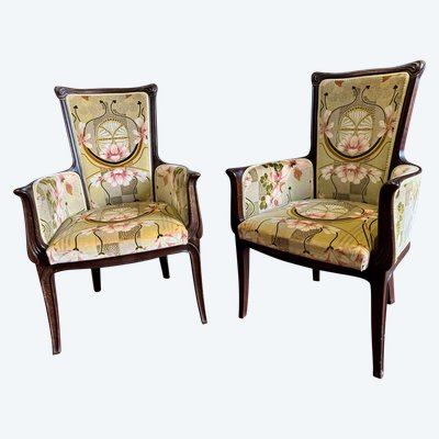 Pair of Art Nouveau armchairs