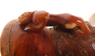 Coupe Libatoire Tripode Corne Buffle Sculptée Dragon Chilongs Chine XXème