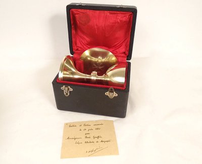 Calice Patène Agent Vermeil Minerve Henri Nesme Croix étui PB 409gr XXème