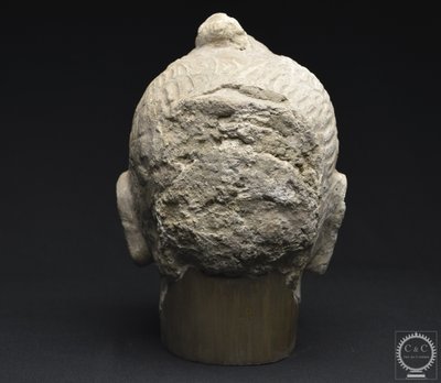 Pakistan, Ancient Gandhara region, 2nd-3rd century AD, Stucco Buddha head