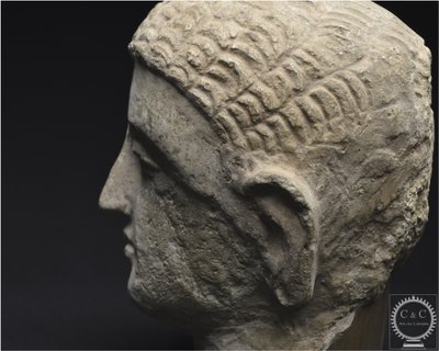 Pakistan, Ancient Gandhara region, 2nd-3rd century AD, Stucco Buddha head