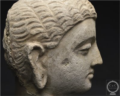 Pakistan, Ancient Gandhara region, 2nd-3rd century AD, Stucco Buddha head