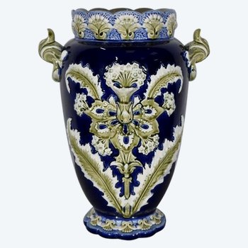  Important Earthenware Vase, Faïencerie de Fives Lille - Early XXth century