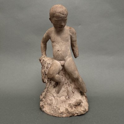 Scultura da studio di Charles Filleul, giovane in terracotta