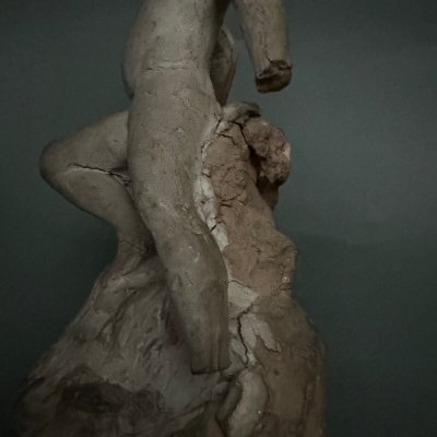 Scultura da studio di Charles Filleul, giovane in terracotta