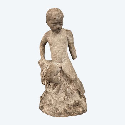 Scultura da studio di Charles Filleul, giovane in terracotta