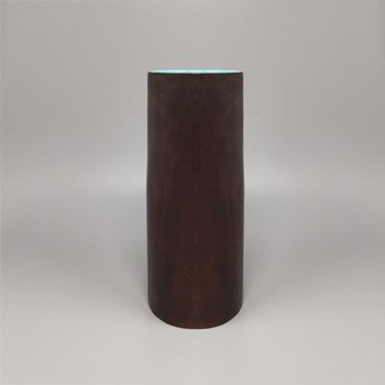 1950 Magnifique Vase en Céramique Marcello Fantoni Enveloppé de Cuir. Fabriqué en Italie