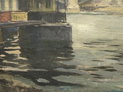 Öl auf Leinwand, Pariser Lastkähne von Louis P. Szanto, 1900