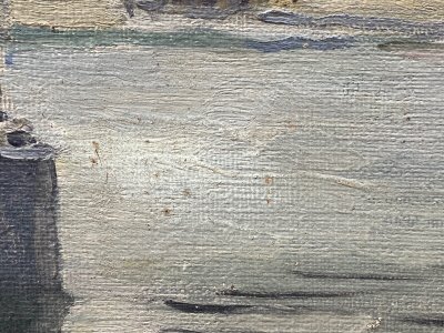 Öl auf Leinwand, Pariser Lastkähne von Louis P. Szanto, 1900