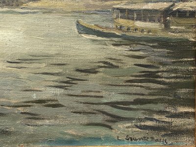 Öl auf Leinwand, Pariser Lastkähne von Louis P. Szanto, 1900