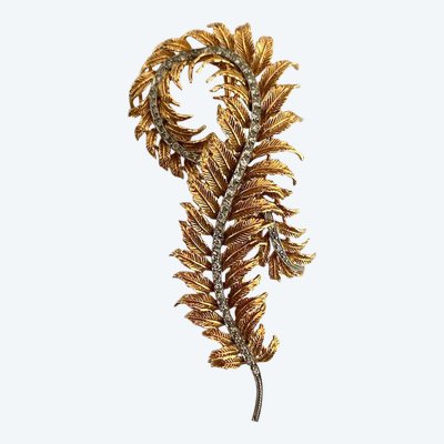 18 Karat Goldbrosche, Brillanten und naturalistisches Design