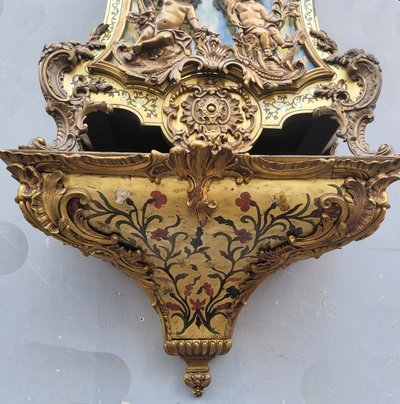 "Boulle" Cartel Clock with Its Wall Console, 18th Century