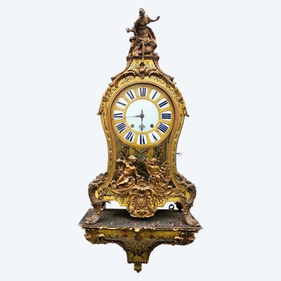 "Boulle" Cartel Clock with Its Wall Console, 18th Century