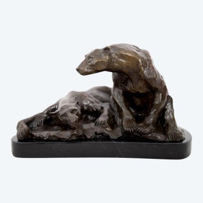 Polar Bears – Bronze by Marcel Début (1865–1933), Art Deco influence