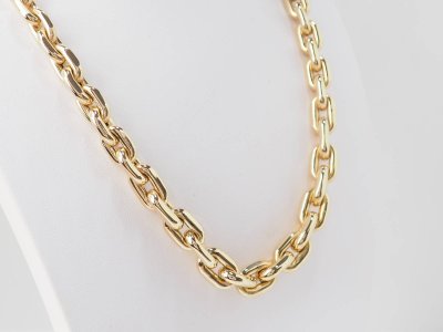 Collier maille forcat limée en chute en or jaune et diamant