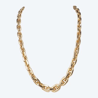Collier maille forcat limée en chute en or jaune et diamant