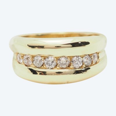 Bague jonc en or jaune et diamants