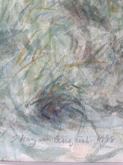 Watercolour sketch of Skagen, Denmark signed SD for Svend Danelund