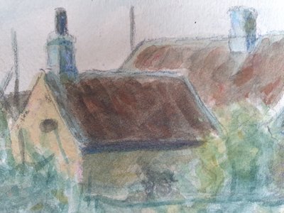 Watercolour sketch of Skagen, Denmark signed SD for Svend Danelund
