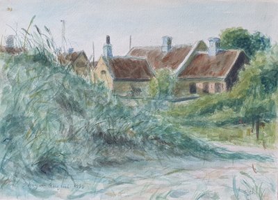 Watercolour sketch of Skagen, Denmark signed SD for Svend Danelund