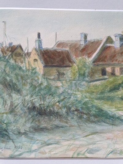 Watercolour sketch of Skagen, Denmark signed SD for Svend Danelund