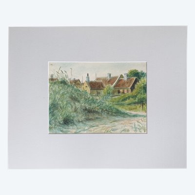 Watercolour sketch of Skagen, Denmark signed SD for Svend Danelund