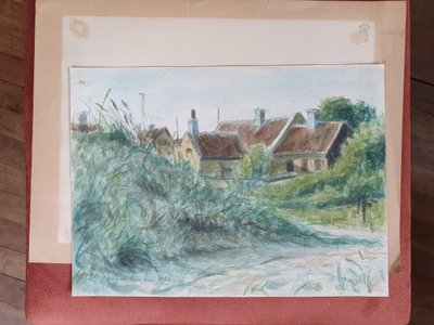 Watercolour sketch of Skagen, Denmark signed SD for Svend Danelund