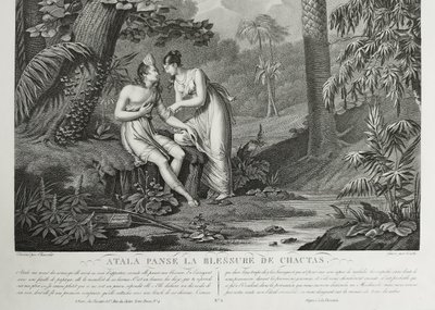 Atala And Chactas Etching Engraving By Duthé 19th C Old Print