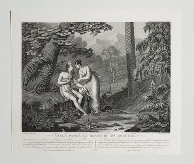 Atala And Chactas Etching Engraving By Duthé 19th C Old Print