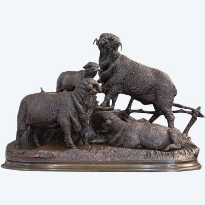 Sculpture - Merino Family , Jules Moigniez (1835 – 1894) - Bronze