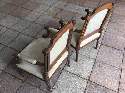Pair of Louis XVI armchairs with flat backs.