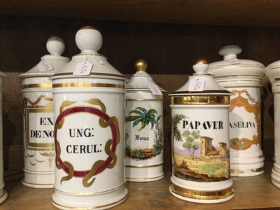 New Collection of ANCIENT PHARMACY POTS in Porcelain and Glass.