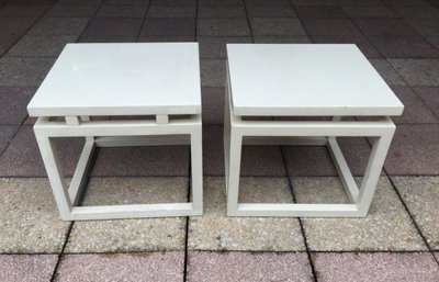 Deux Tables  Basses En Bois Laqué Couleur Ivoire Années 70