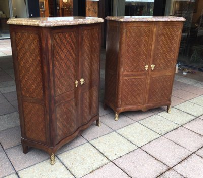 Paire  De Buffets  à Hauteur d'Appui En Marqueterie.
